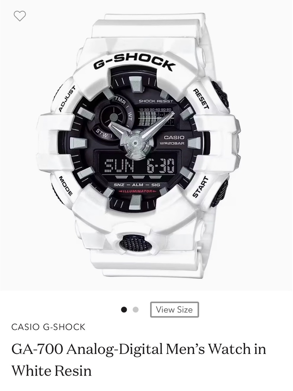 G-Shock GA-700 Men's White and Black Analog-Digital Watch